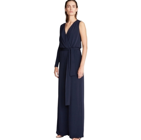Halston Felix Matte Jersey Jumpsuit, Size 6, Navy, NWT - Picture 3 of 16